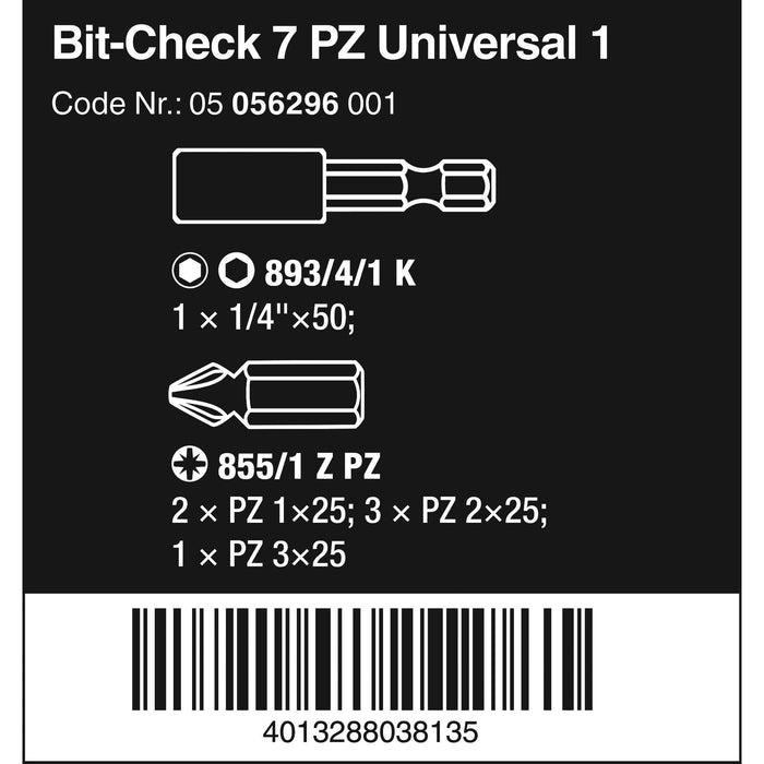 Wera Bit-Check 7 PZ Universal 1, 7 pieces