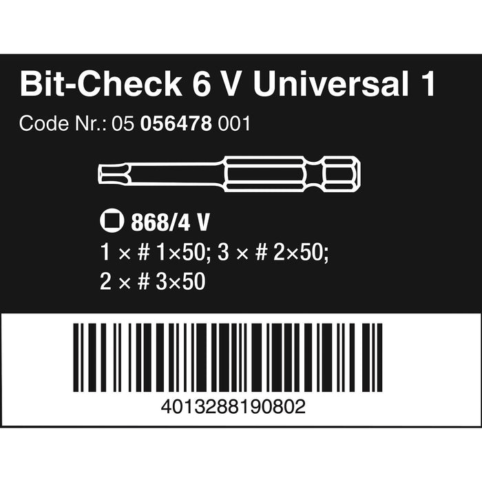 Wera Bit-Check 6 V Universal 1, 6 pieces