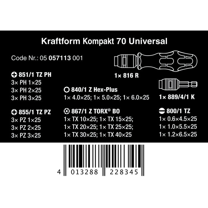 Wera Kraftform Kompakt 70 Universal, 32 pieces
