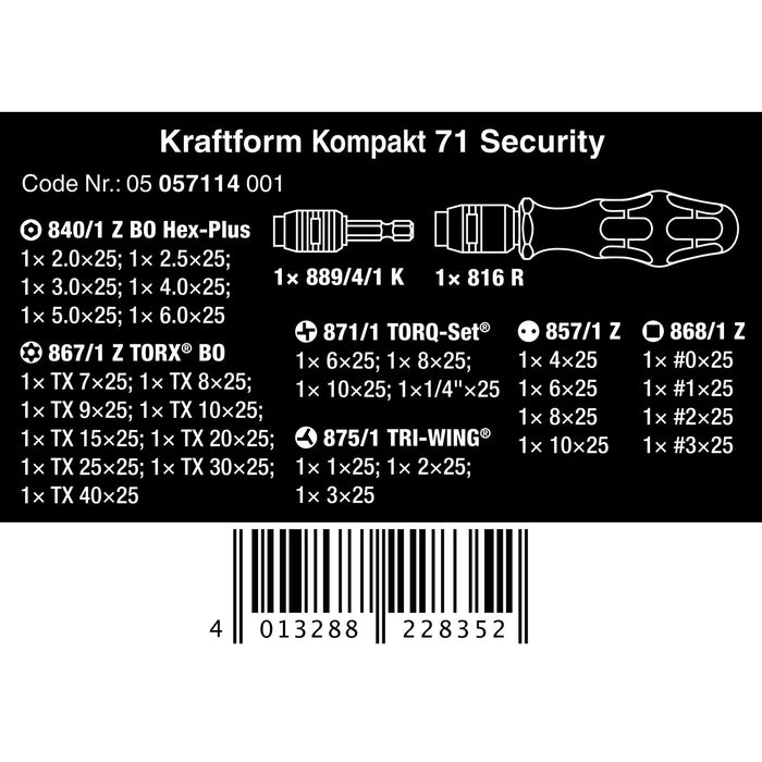 Wera Kraftform Kompakt 71 Security, 32 pieces