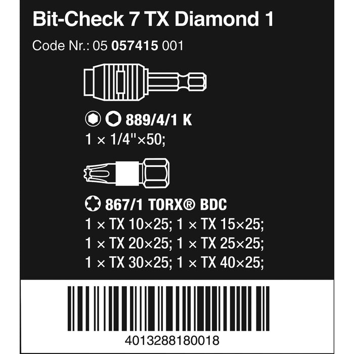 Wera Bit-Check 7 TX Diamond 1, 7 pieces