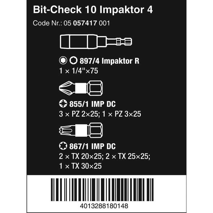 Wera Bit-Check 10 Impaktor 4, 10 pieces