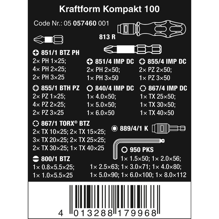 Wera Kraftform Kompakt 100, 52 pieces