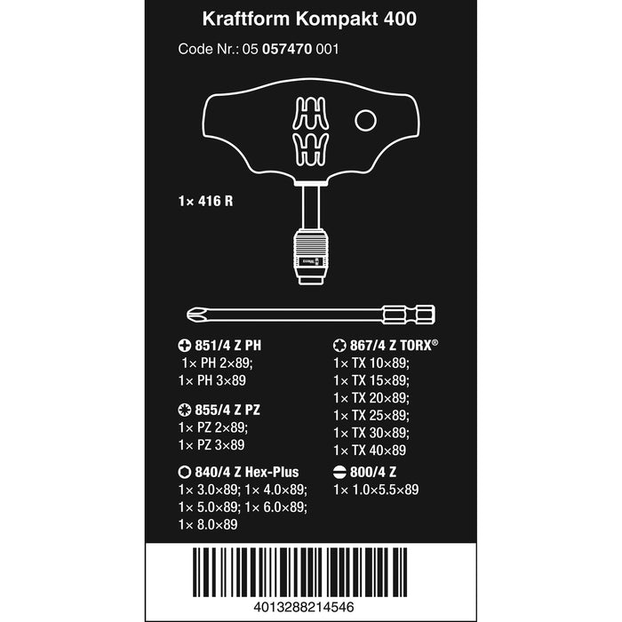 Wera Kraftform Kompakt 400, 17 pieces