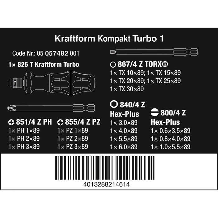 Wera Kraftform Kompakt Turbo 1, 19 pieces