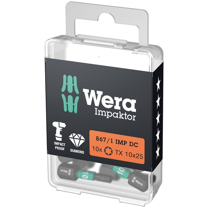 Wera 867/1 IMP DC TORX® DIY Impaktor bits, TX 10 x 25 mm, 10 pieces
