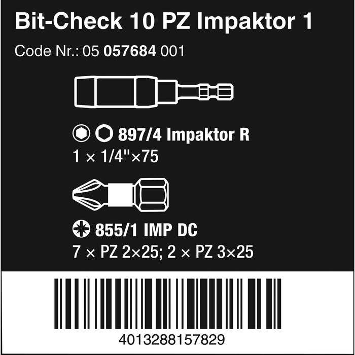 Wera Bit-Check 10 PZ Impaktor 1, 10 pieces