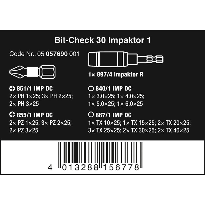 Wera Bit-Check 30 Impaktor 1, 30 pieces