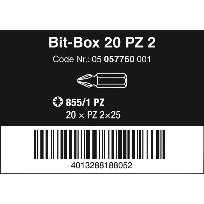 Wera Bit-Box 20 PZ, PZ 2 x 25 mm, 20 pieces