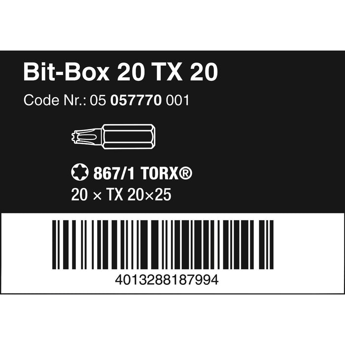 Wera Bit-Box 20 TX, TX 20 x 25 mm, 20 pieces