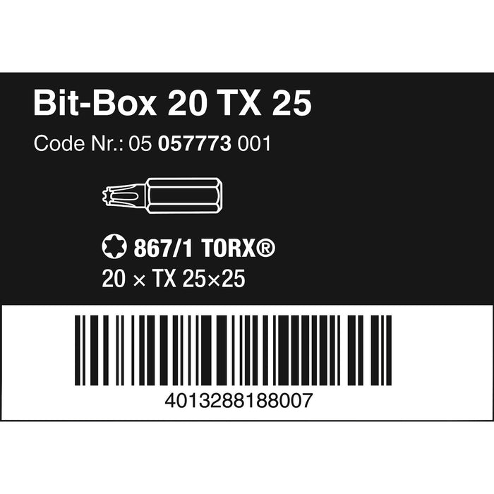 Wera Bit-Box 20 TX, TX 25 x 25 mm, 20 pieces
