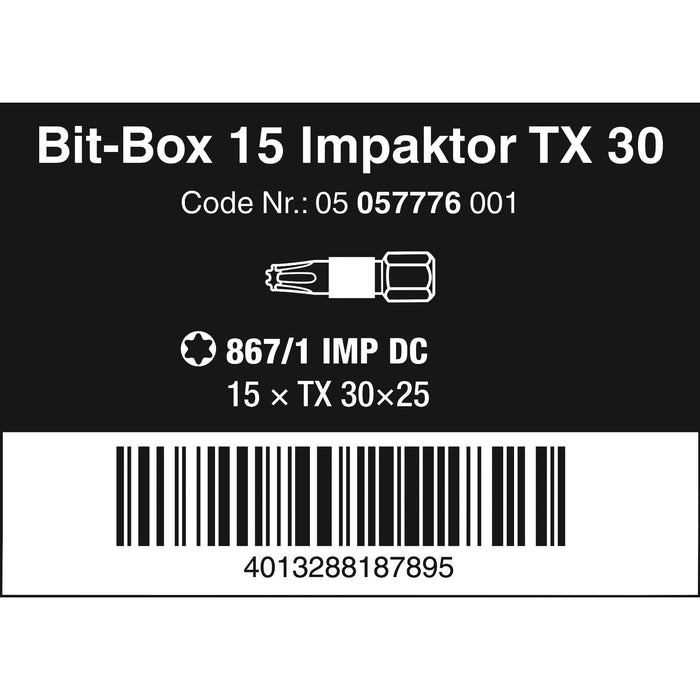 Wera Bit-Box 15 Impaktor TX, TX 30 x 25 mm, 15 pieces