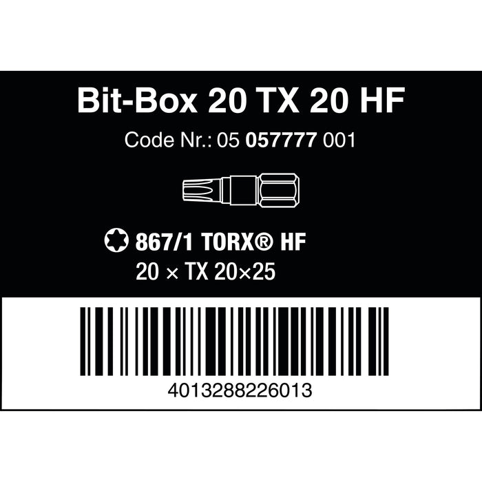 Wera Bit-Box 20 TX HF, TX 20 x 25 mm, 20 pieces