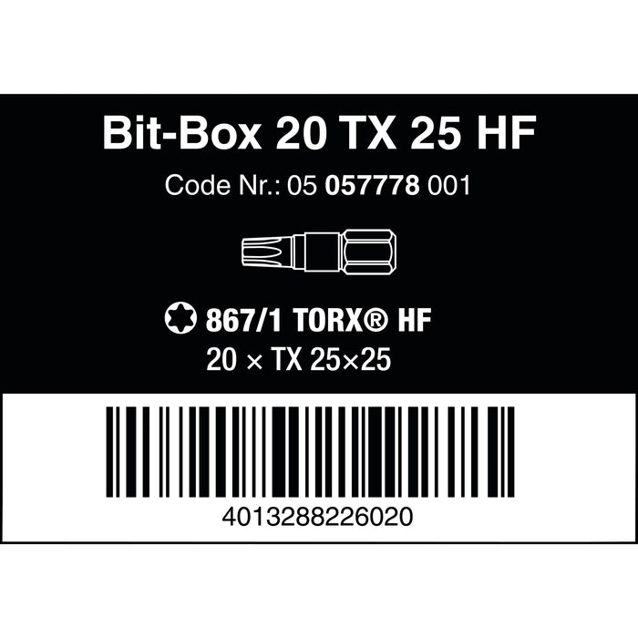 Wera Bit-Box 20 TX HF, TX 25 x 25 mm, 20 pieces
