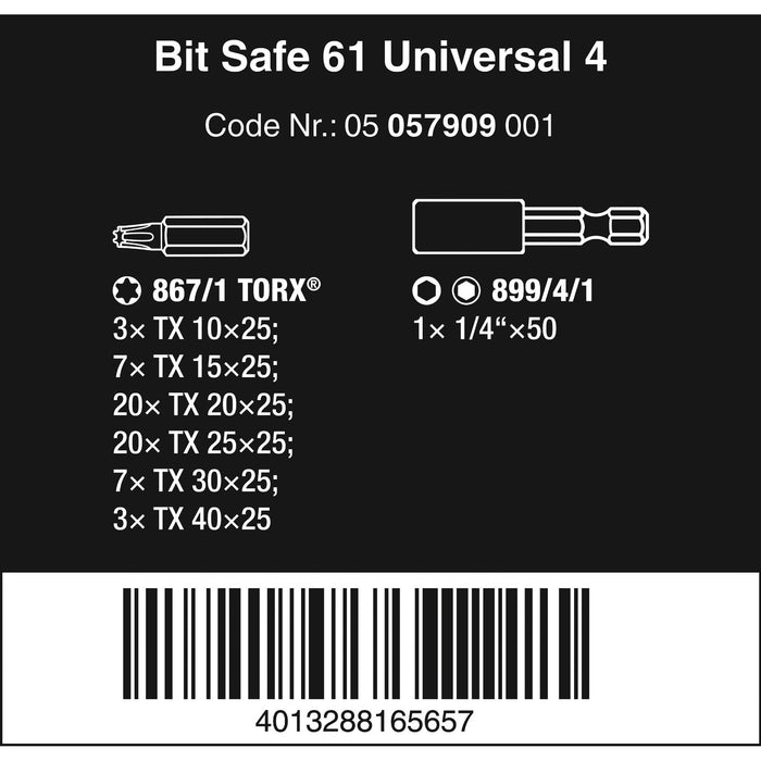 Wera Bit-Safe 61 Universal 4, 61 pieces