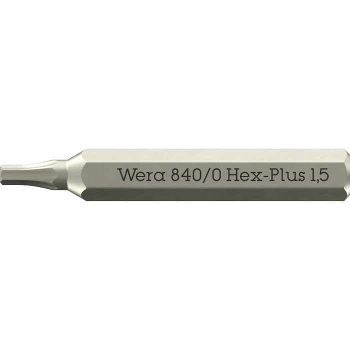 Wera 840/0 Hex-Plus Micro bits for hexagonal socket head screws, 1.5 x 30 mm