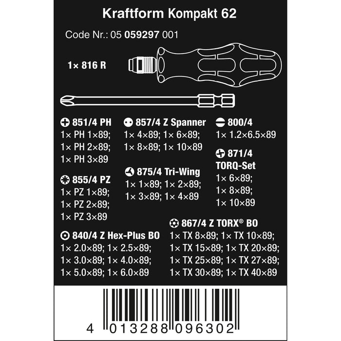 Wera Kraftform Kompakt 62, 33 pieces