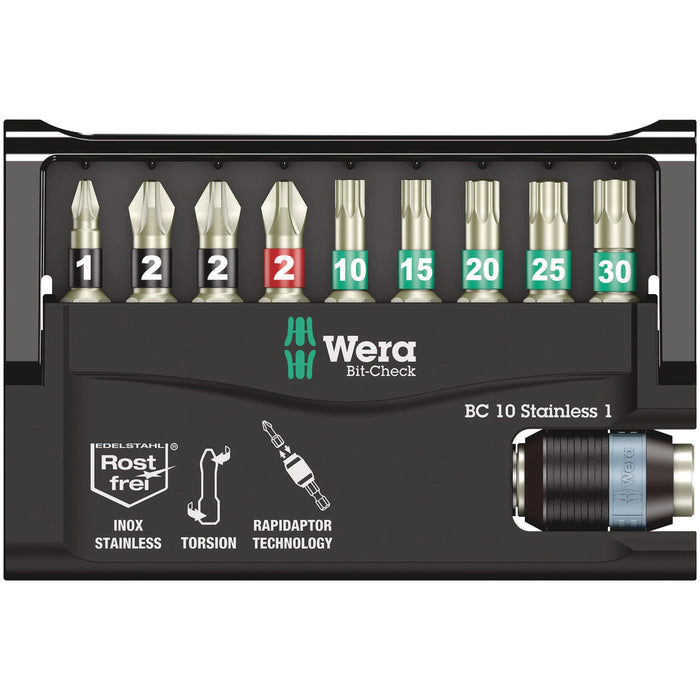 Wera Bit-Check 10 Stainless 1, 10 pieces