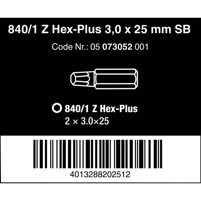 Wera 840/1 Z bits SB, 3 x 25 mm, 2 pieces