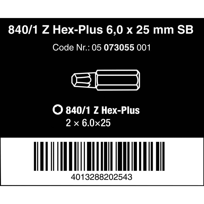 Wera 840/1 Z bits SB, 6 x 25 mm, 2 pieces