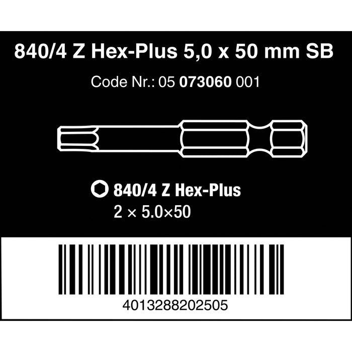 Wera 840/4 Z SB bits, 5 x 50 mm, 2 pieces