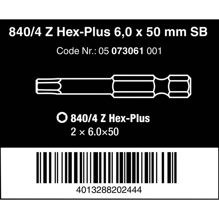 Wera 840/4 Z SB bits, 6 x 50 mm, 2 pieces