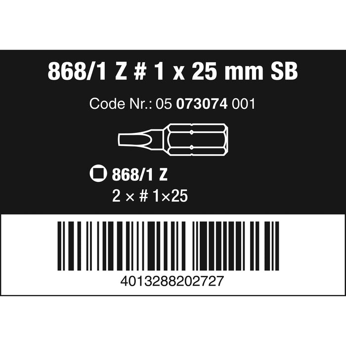 Wera 868/1 Z SB Square-Plus bits, # 1 x 25 mm, 2 pieces