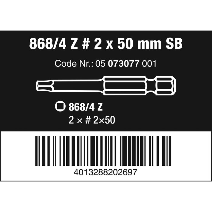 Wera 868/4 Z SB Square-Plus bits, # 2 x 50 mm, 2 pieces