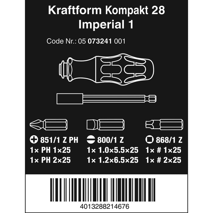 Wera Kraftform Kompakt 28 Imperial 1, 6 pieces