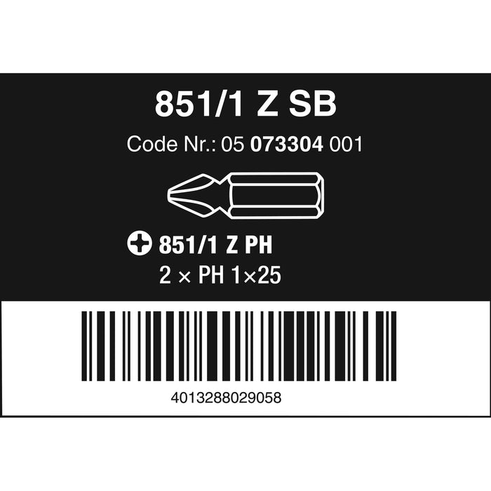 Wera 851/1 Z SB bits, PH 1 x 25 mm, 2 pieces