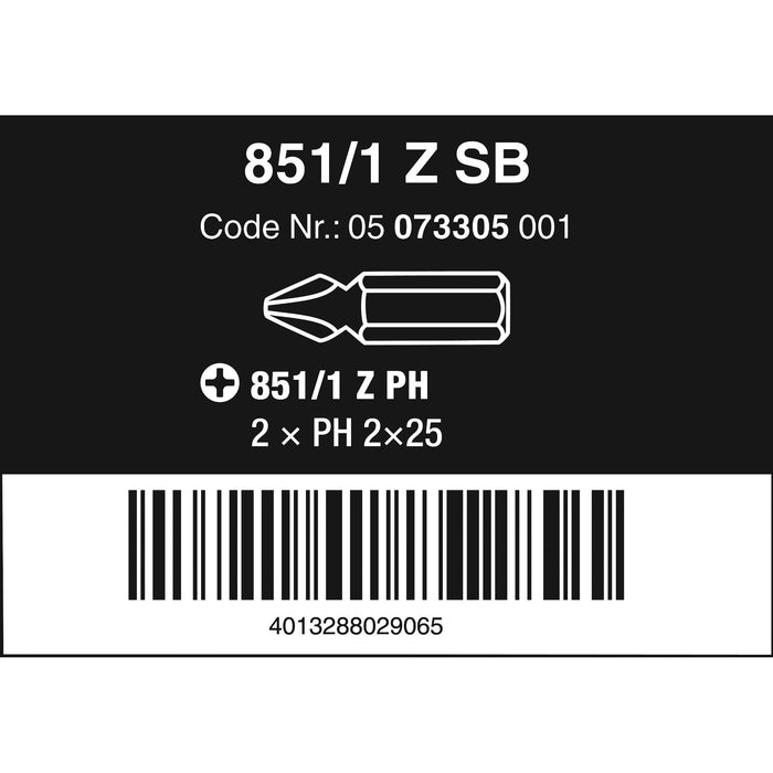 Wera 851/1 Z SB bits, PH 2 x 25 mm, 2 pieces