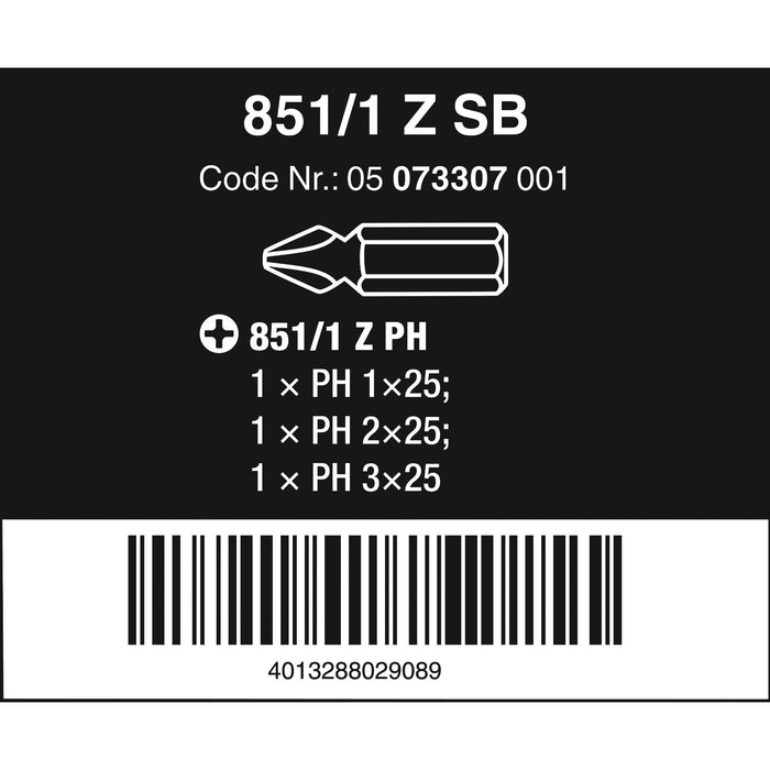 Wera 851/1 Z SB bits, 3 pieces
