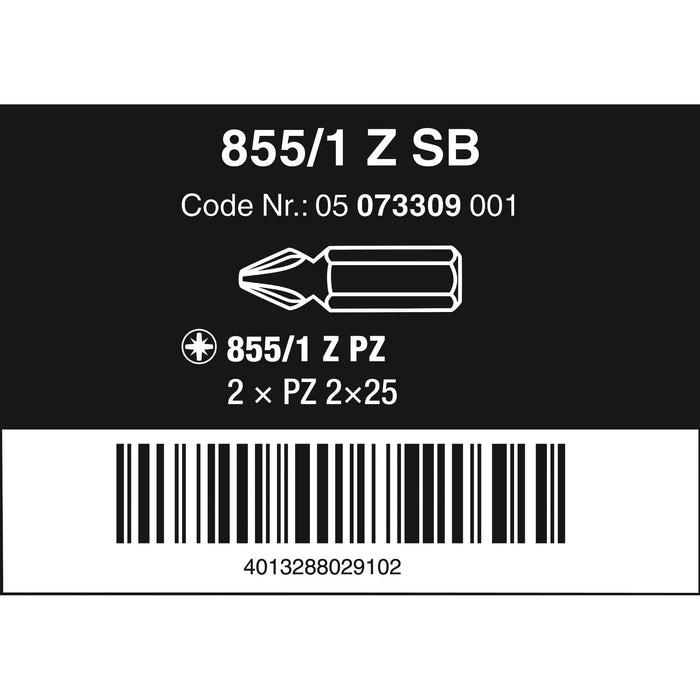 Wera 855/1 Z SB bits, PZ 2 x 25 mm, 2 pieces