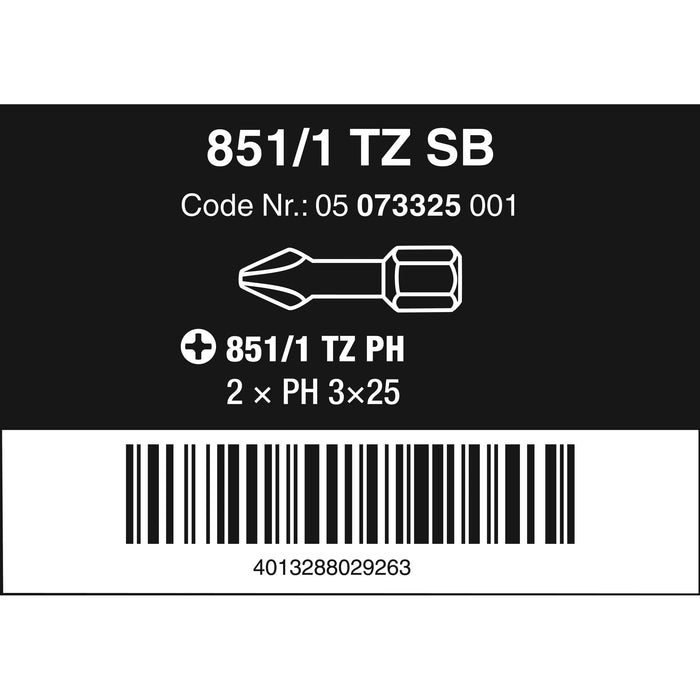 Wera 851/1 TZ SB bits, PH 3 x 25 mm, 2 pieces