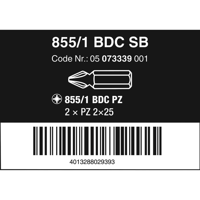 Wera 855/1 BDC SB bits, PZ 2 x 25 mm, 2 pieces