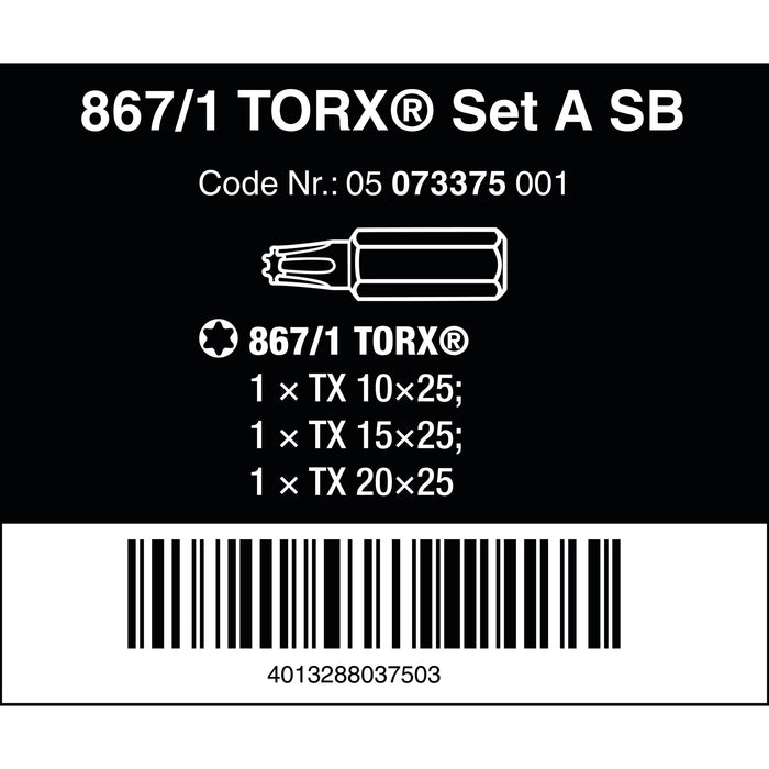 Wera 867/1 SB TORX® bits, 3 pieces