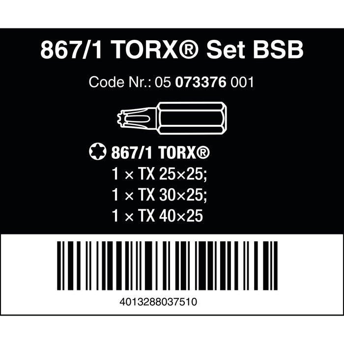 Wera 867/1 SB TORX® bits, 3 pieces