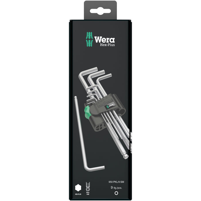 Wera 950/9 Hex-Plus 1 SB L-key set, metric, chrome-plated, 9 pieces