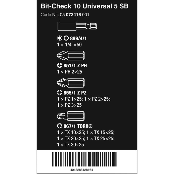 Wera Bit-Check 10 Universal 5 SB, 10 pieces