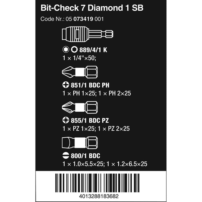 Wera Bit-Check 7 Diamond 1 SB, 7 pieces