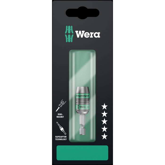 Wera 887/4 RR SB Rapidaptor Universal Bit Holder with ring magnet, 1/4" x 57 mm