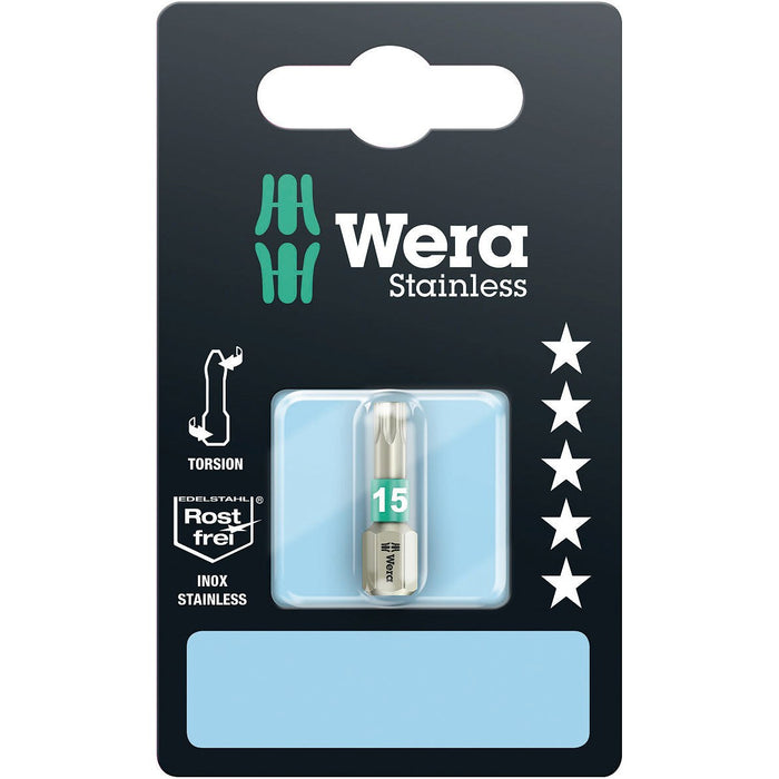 Wera 3867/1 TS SB TORX® bits, stainless, TX 15 x 25 mm