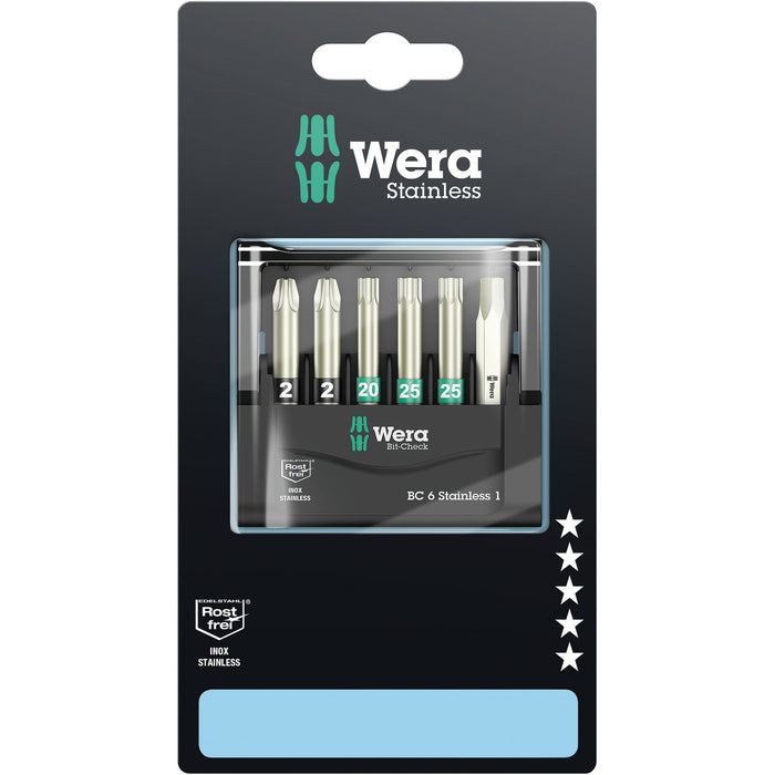 Wera Bit-Check 6 Stainless 1 SB, 6 pieces