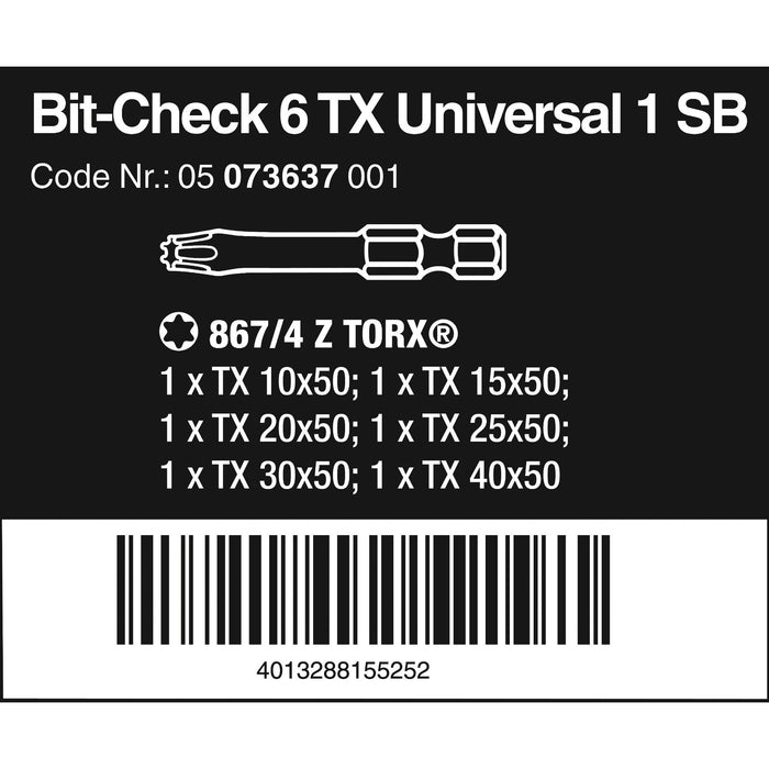 Wera Bit-Check 6 TX Universal 1 SB, 6 pieces