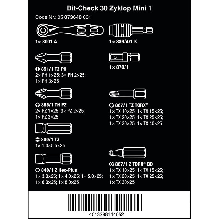Wera Bit-Check 30 Zyklop Mini 1, 31 pieces