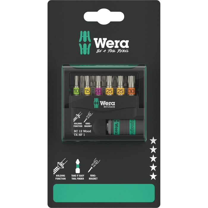 Wera Bit-Check 12 Wood TX HF 1 SB, 12 pieces