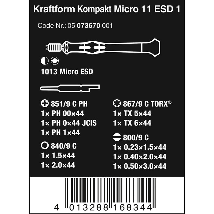Wera Kraftform Kompakt Micro 11 ESD 1, 11 pieces