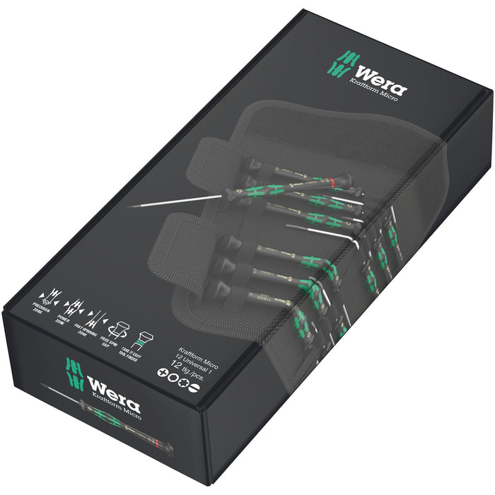 Wera Kraftform Micro 12 Universal 1 screwdriver set for electronic applications, 12