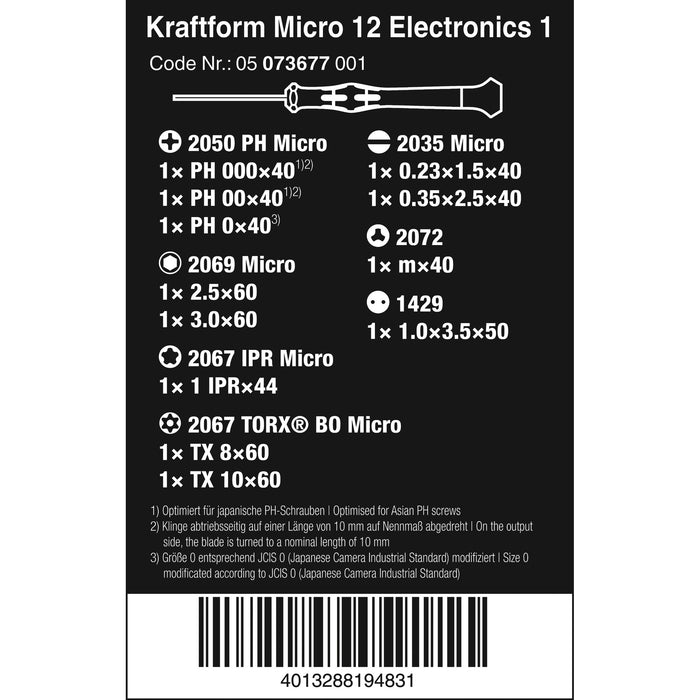 Wera Kraftform Micro 12 Electronics 1 Screwdriver set for electronic applications, 12