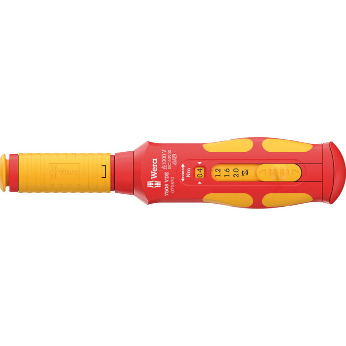 Wera 7508 VDE Kraftform Safe-Torque Speed Torque screwdriver, 0.4-2.0 Nm, 9 x 0.4